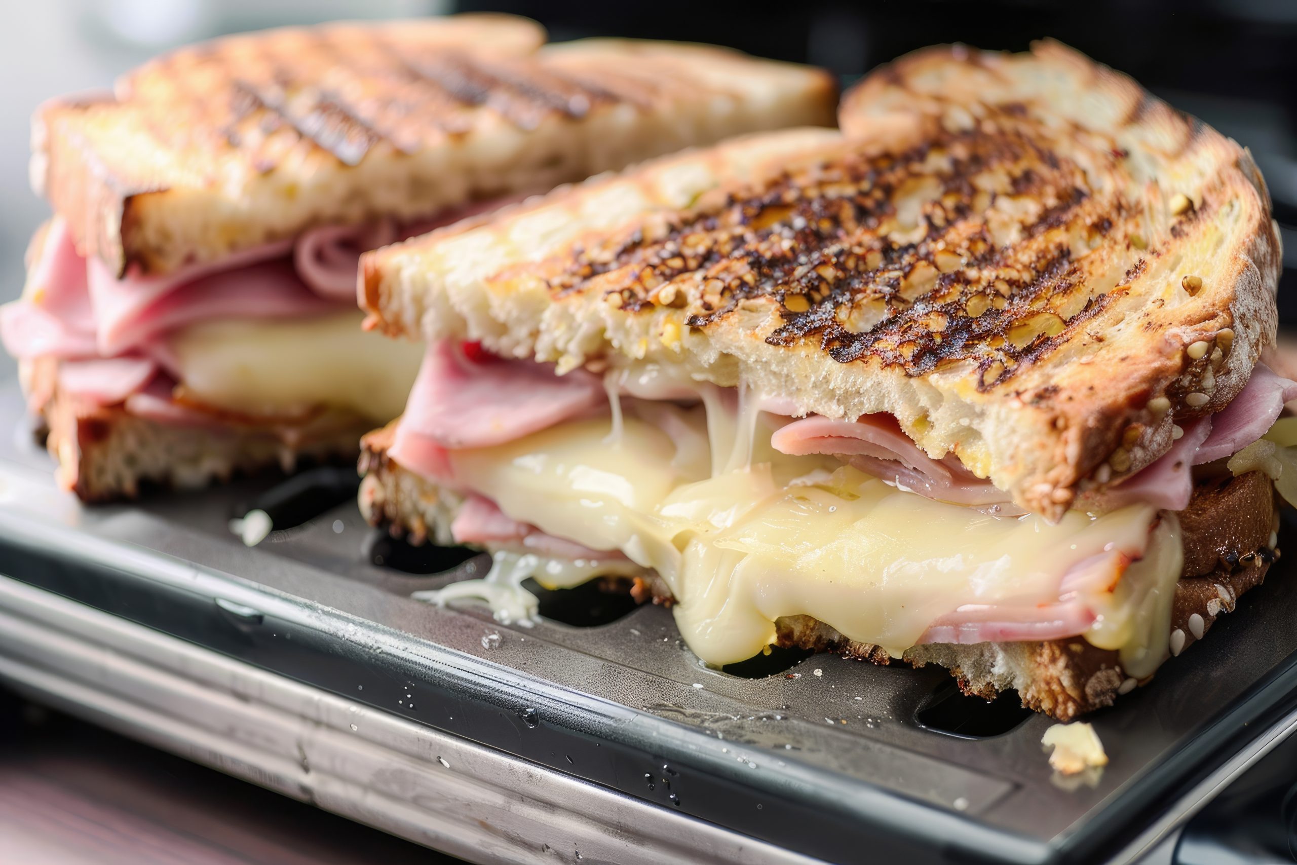closeup-two-sandwiches-filled-with-ham-cheese-toasted-electrical-sandwich-toaster
